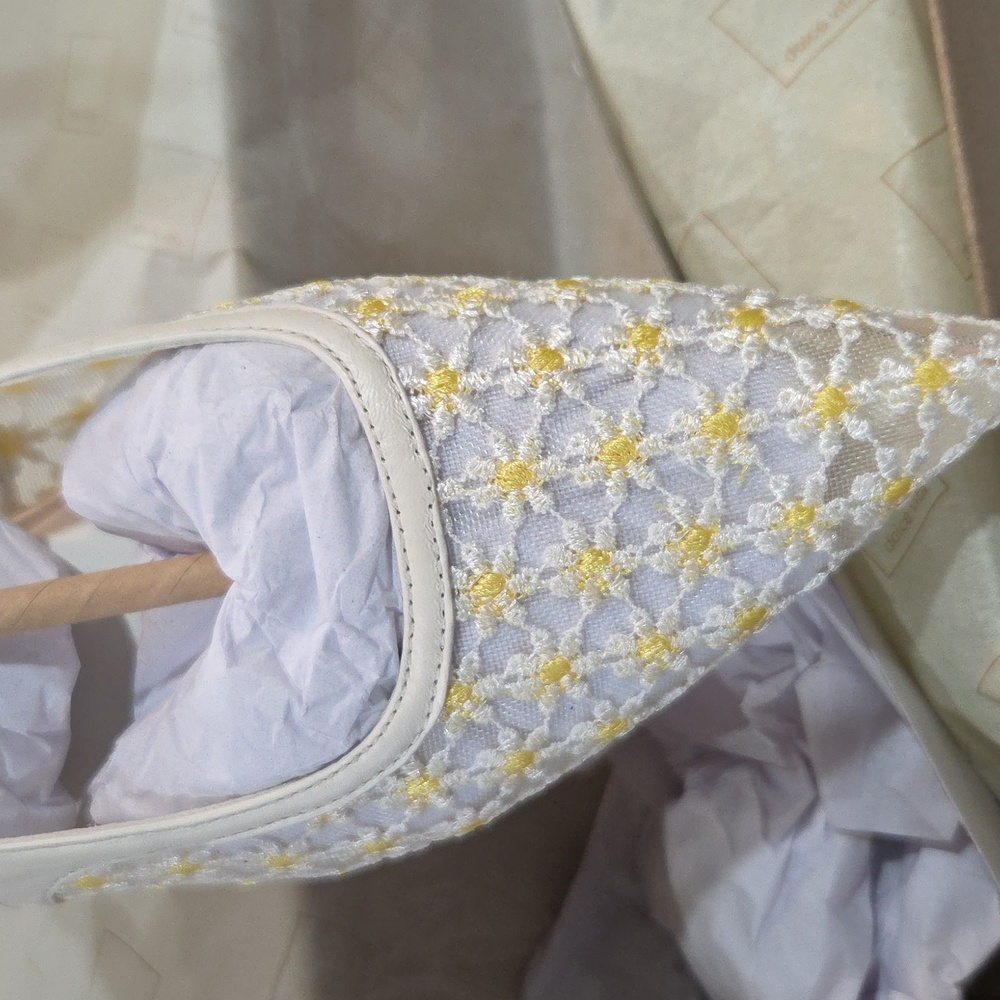 💛🔹️ Dolce Vita 🔹️Pamie Floral White Floral Mesh Women's Slingback Flats - Picture 3 of 12